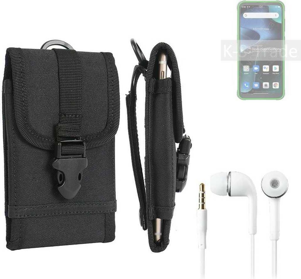 K-S-Trade Holster Schutz Hülle kompatibel mit Blackview BV5200 Pro Gürteltasche Handy Hülle Tasche outdoor Seitentasche schwarz 1x + Kopfhörer
