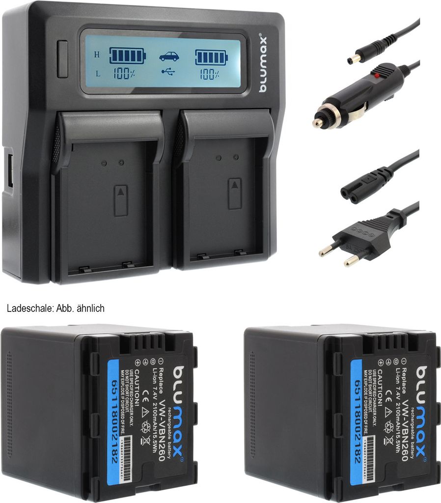 2x Akku + Lader für Panasonic VW-VBN260 X920M HDC-SD800 VBN260E-K 2100 mAh