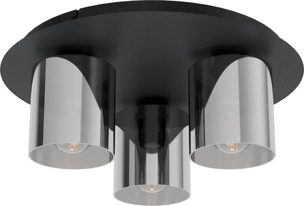 Luminaire Plafonnier 3 Spots Gorosiba Noir 45 cm Verre Transparent Chic
