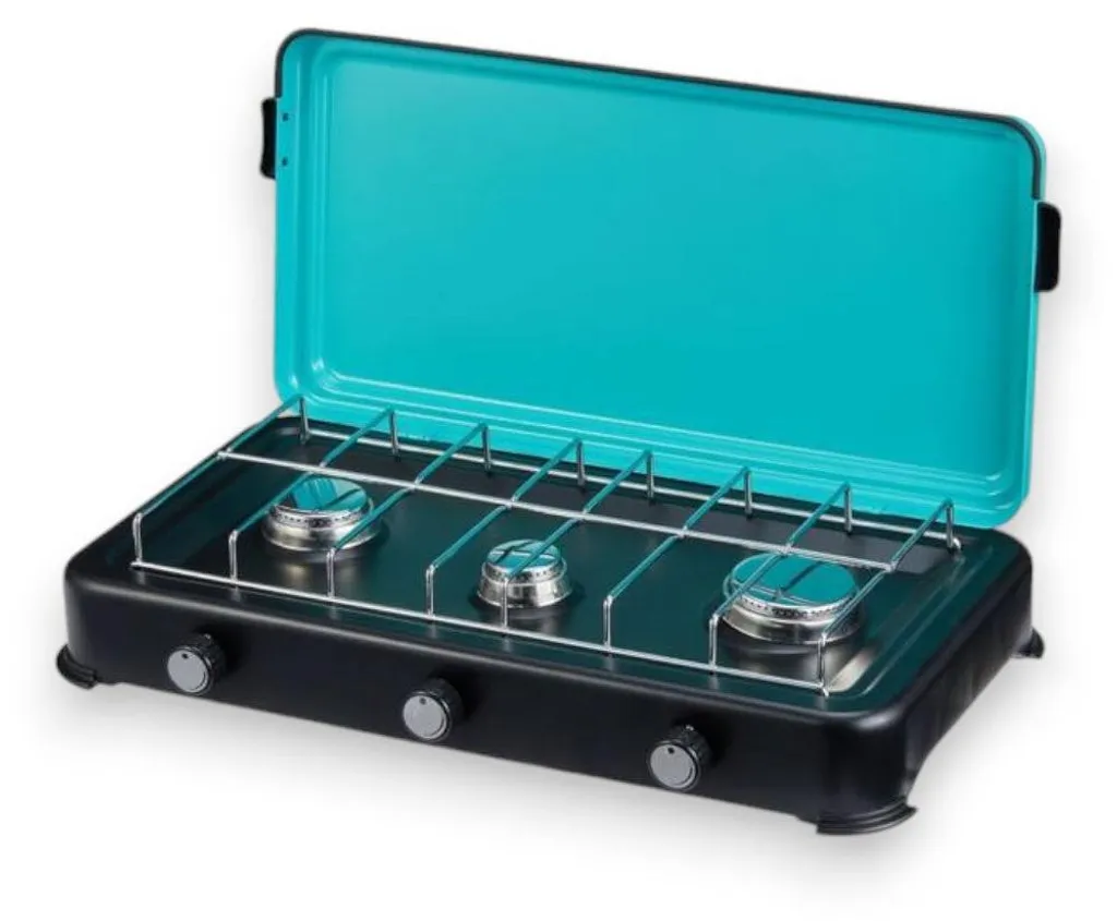 Réchaud gaz stable 3000W 3 brûleurs : fini les repas froids en camping !