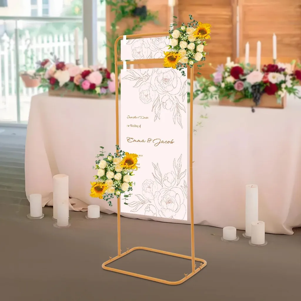 Porte-panneau mariage stable 150 cm or pour plan de table et menu - 4