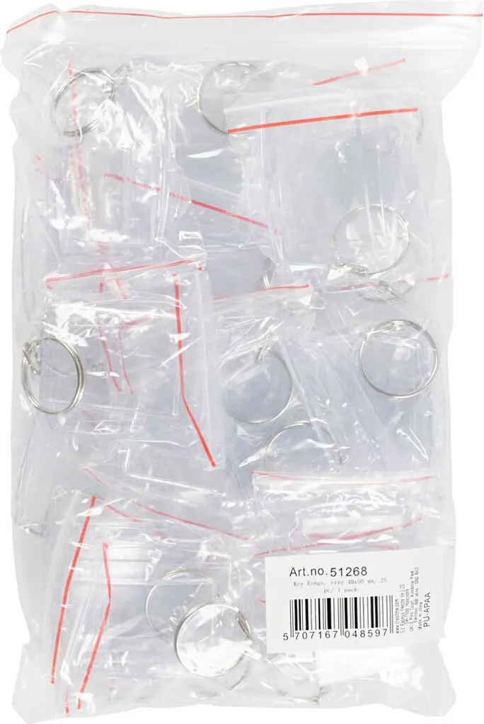 Porte-clés acrylique vierge 40x50mm avec anneau en métal - Pack de 25 unités