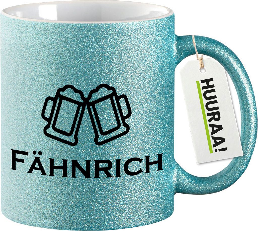 Huuraa Glitzertasse Fähnrich Schützenfest Geschenk 330ml Blau Fähnrich Präsent