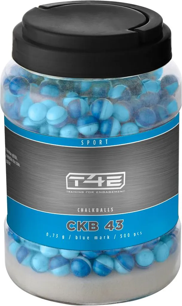 T4E Sport CKB balles à poudre cal. .43 bleu sachet de 500 billes marquage