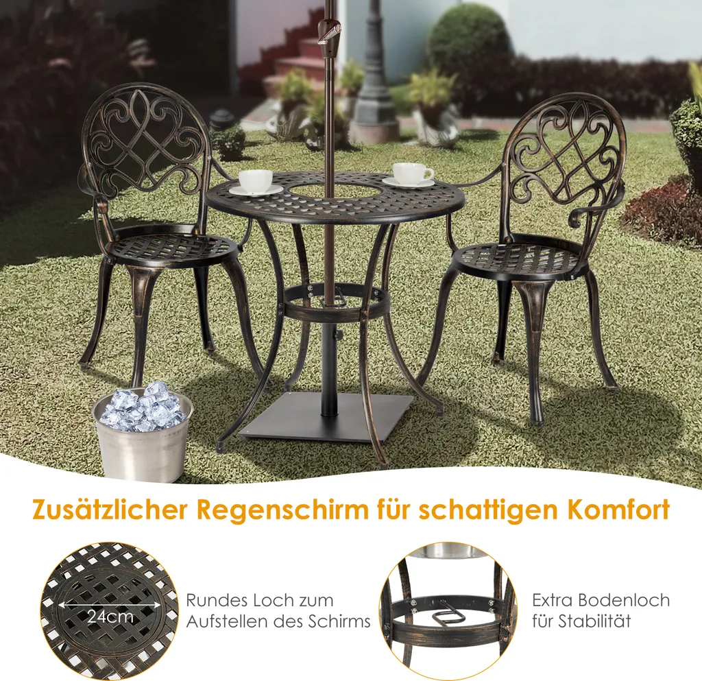 Mobilier de jardin en fonte d'aluminium avec bac à glaçons amovible set