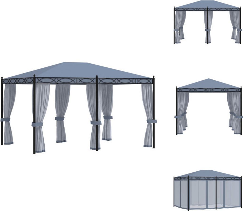 vidaXL Pavillon mit Mückennetze 3x4 m Anthrazit Stahl - Pavillons & Partyzelte