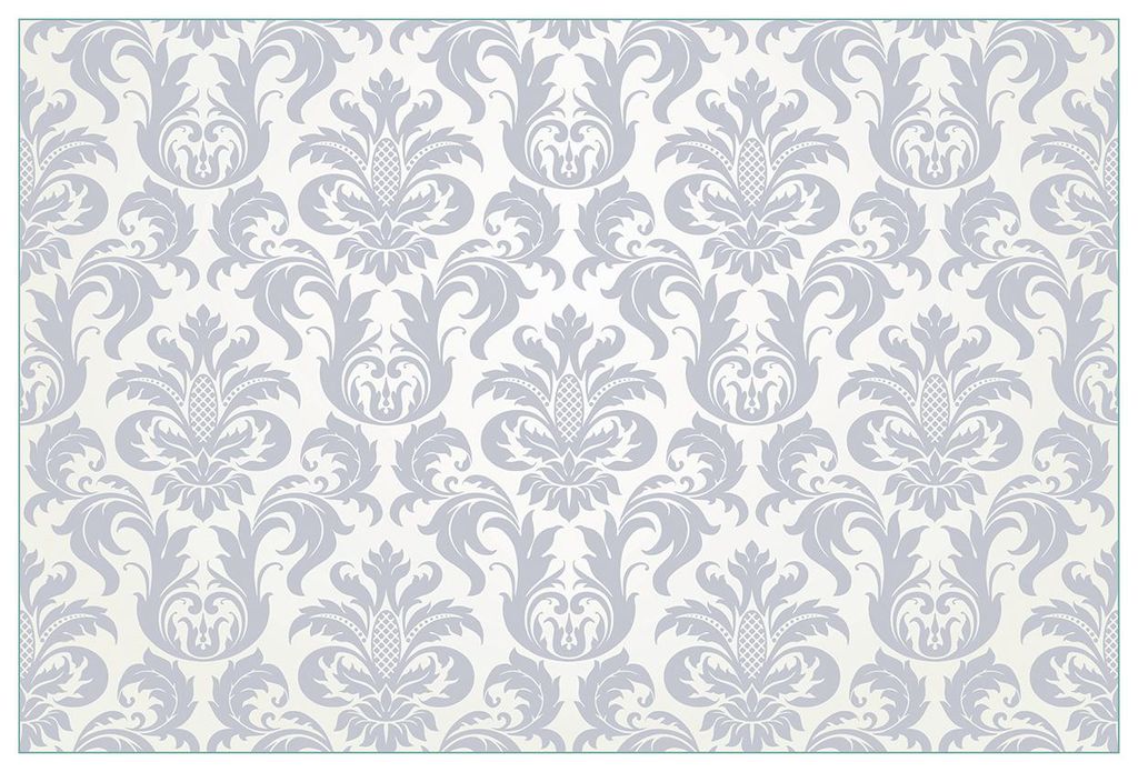 Wallario Küchenrückwand selbstklebend, Größe: 90 x 60 cm, Motiv: Königliche Schnörkelei in weiß und blaugrau | Spritzschutz | abwischbar | p...