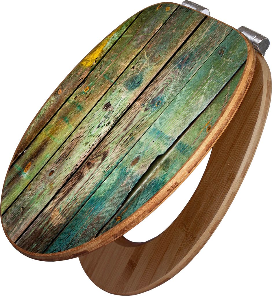 banjado Design WC Sitz Bambus Absenkautomatik -Grünes Holz Produktbild 1