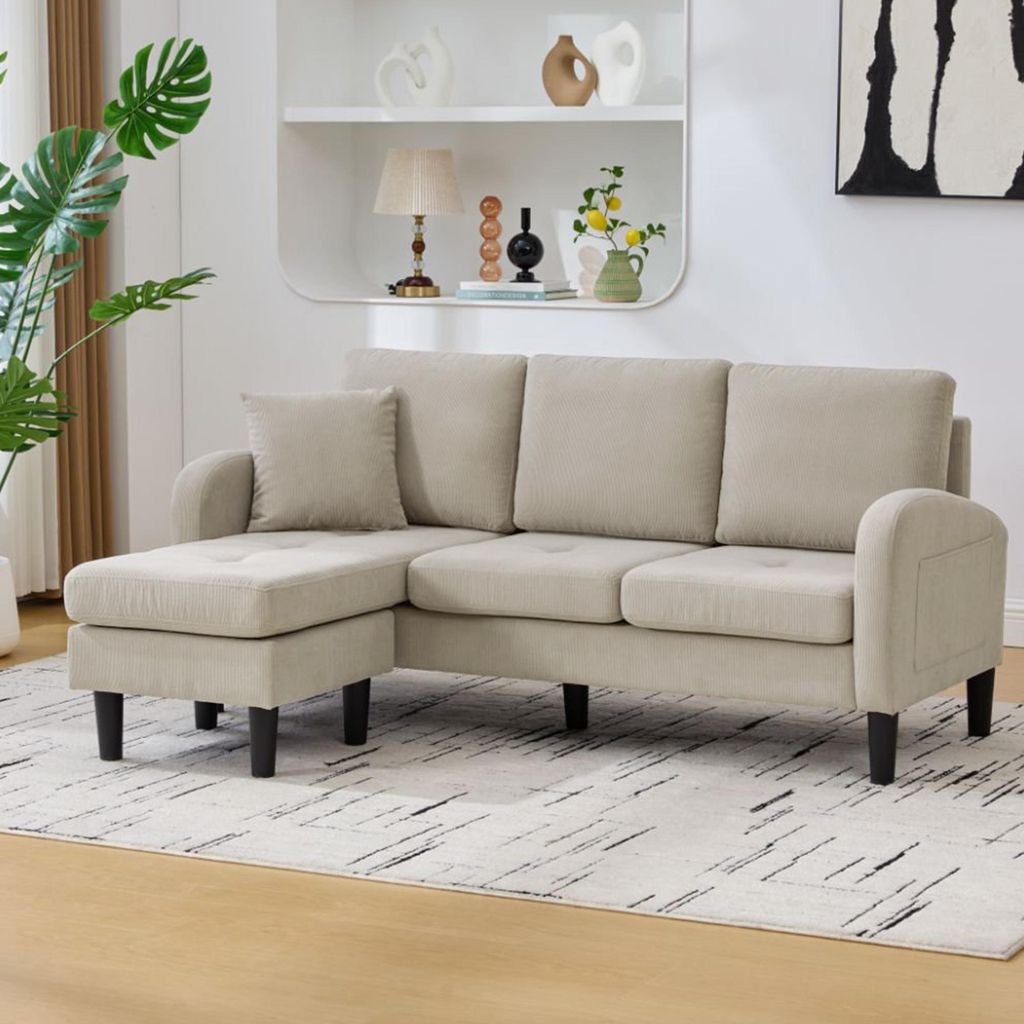 L-förmiges Ecksofa mit Chaiselo, 3-Sitzer-Sofa aus Produktbild 