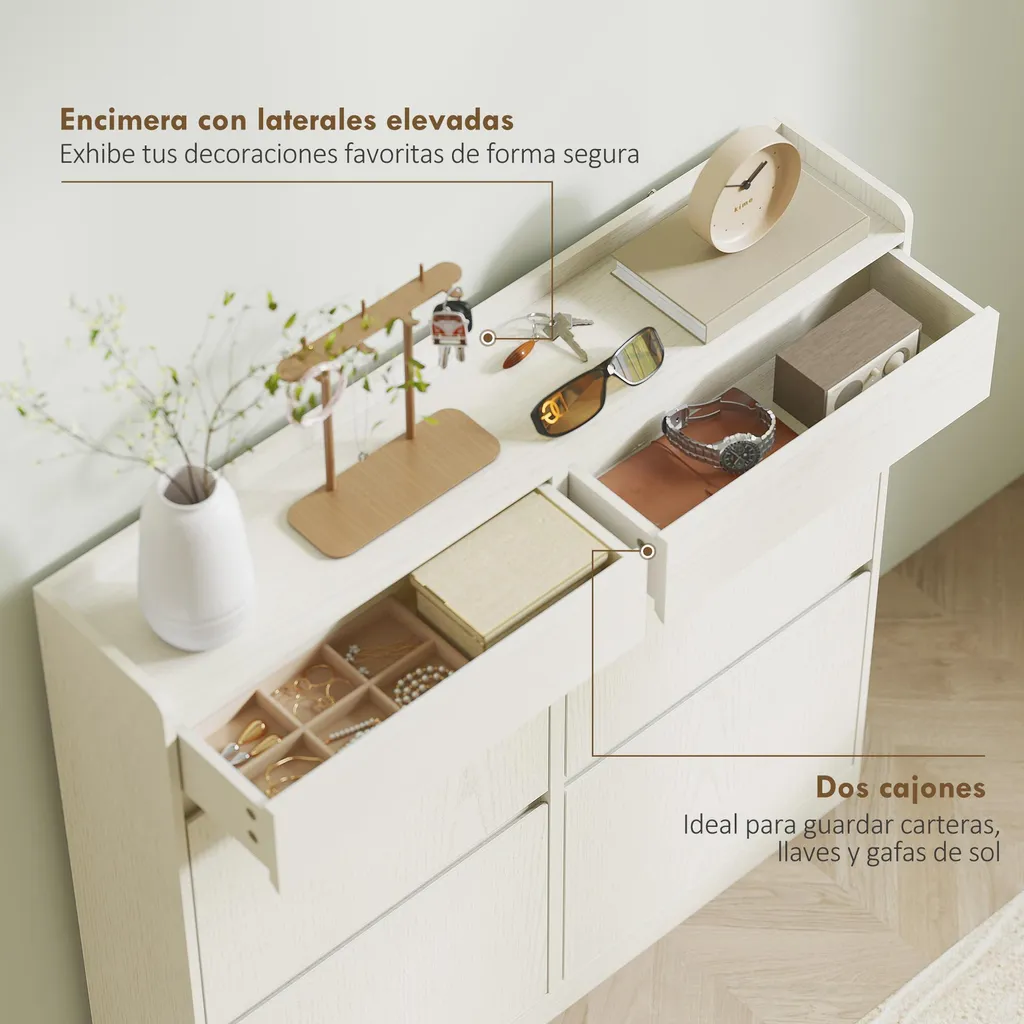 Étagère à chaussures blanche peu encombrante avec structure robuste - 5