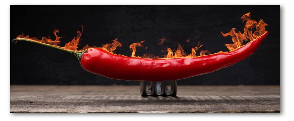 Tulup Küchenrückwand Spritzschutz aus Glas -125x50 -Spritzschutz auf gehärtetes Glas Deko Essen & Getränke Chilischote