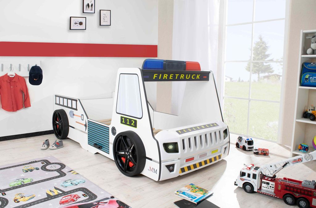 Autobett für Kinder 90x200 Feuerwehrbett Kinderbett Rio Produktbild 
