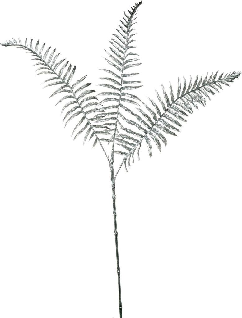 artplants.de Deko Boston Farn Zweig Nakhon, Silber, 70cm - Kunststoff Zweig