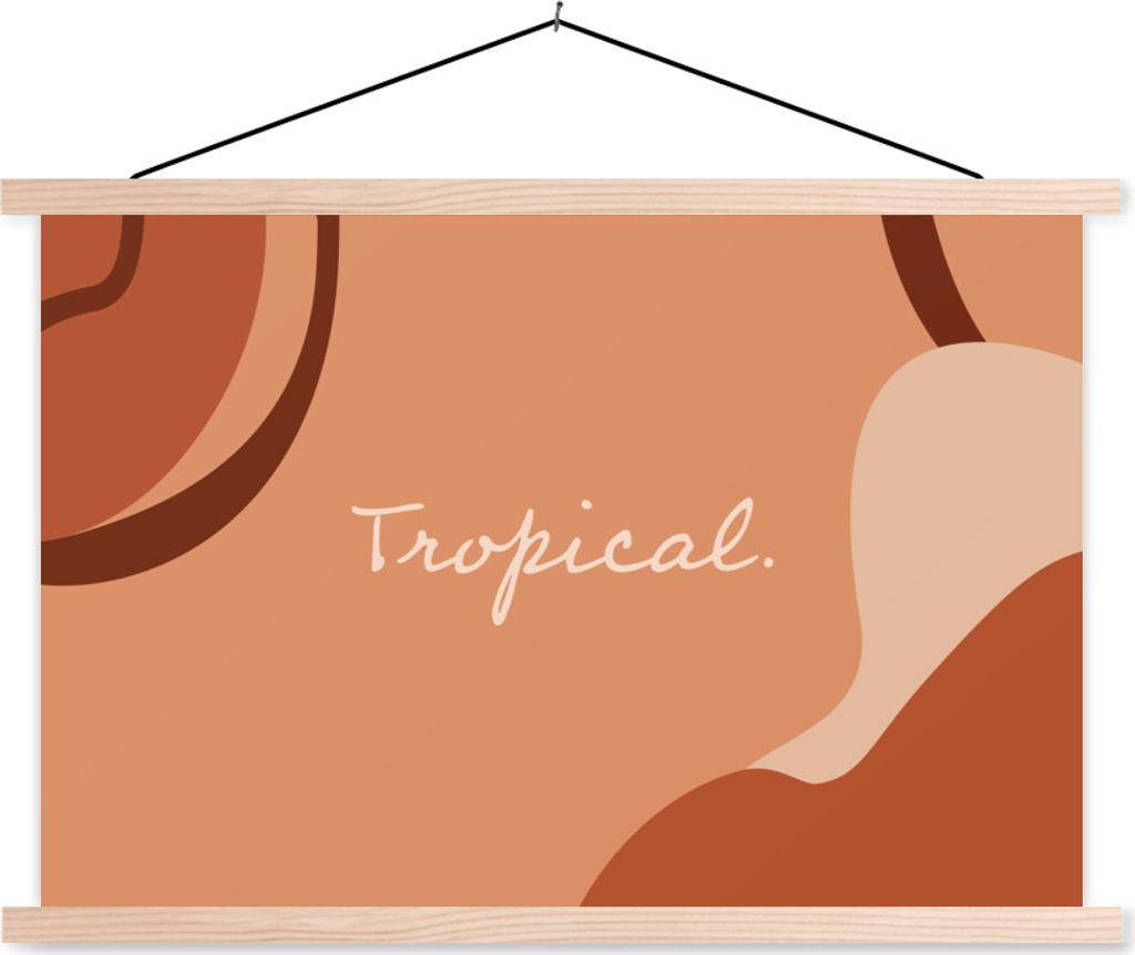 MuchoWow Textilposter Sommer - Tropisch - Zitate 120x80 cm mit holzfarbenen Rahmen - Aufhängeset