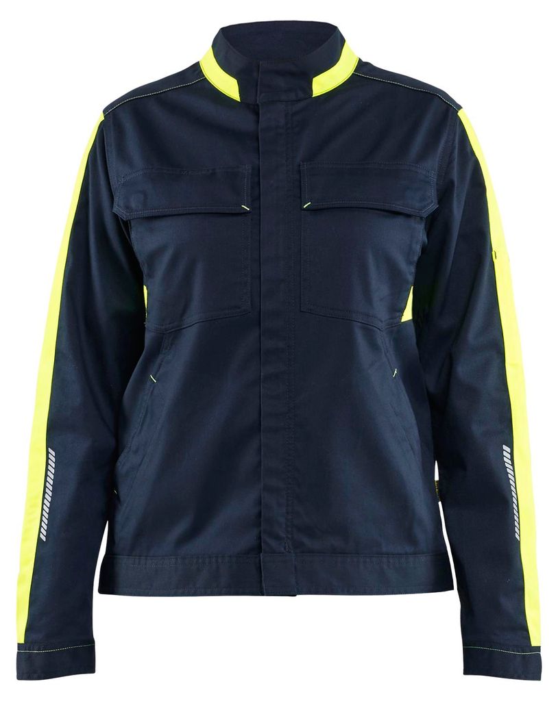 Blakläder Damen Industrie Jacke Stretch 4443, Farbe:Dunkel Marineblau/High Vis Gelb, Größe:XXL
