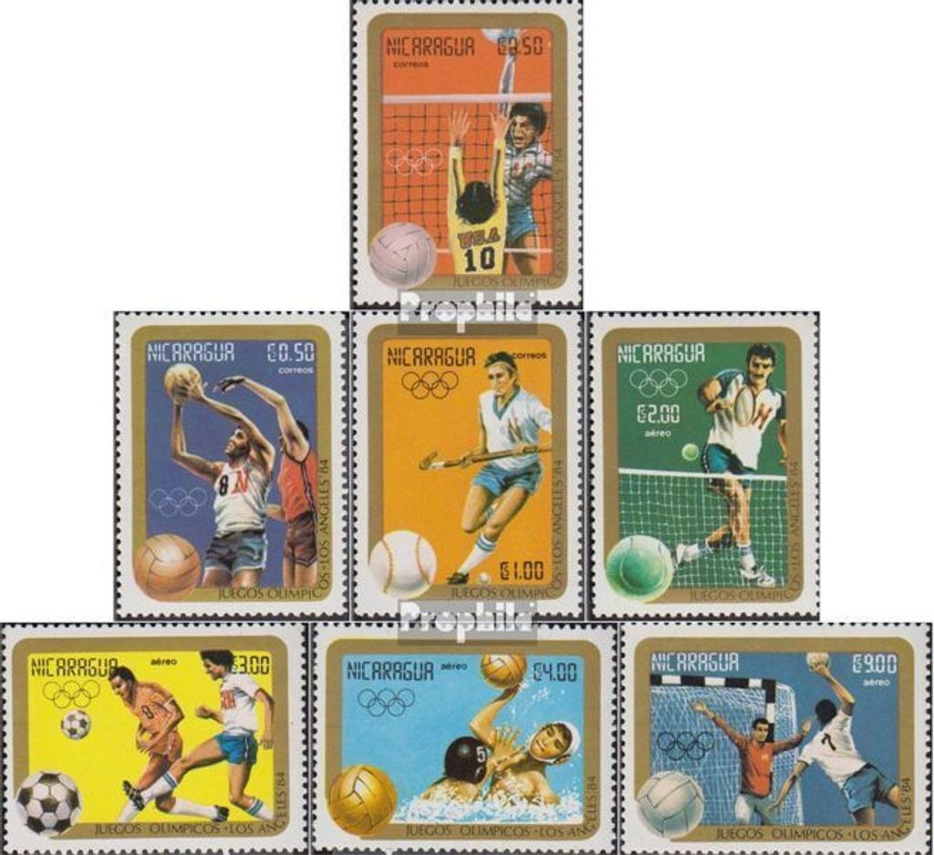 Briefmarken Nicaragua 1984 Mi 2522-2528 (kompl.Ausg.) postfrisch Olympische Sommerspiele 1984, Los Angeles