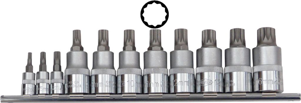 FAMEX 10720 Bit-Einsätze für Vielzahn XZN-Schrauben, Größen 4 - 16, 11-teilig