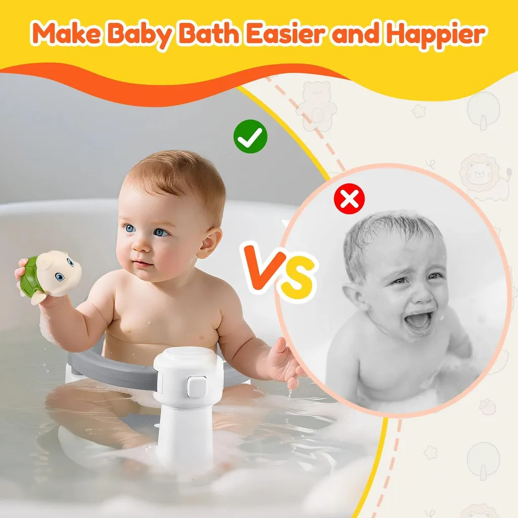 Siège de bain pour bébé assis gris support de baignoire sécurisé 6 à 24 mois