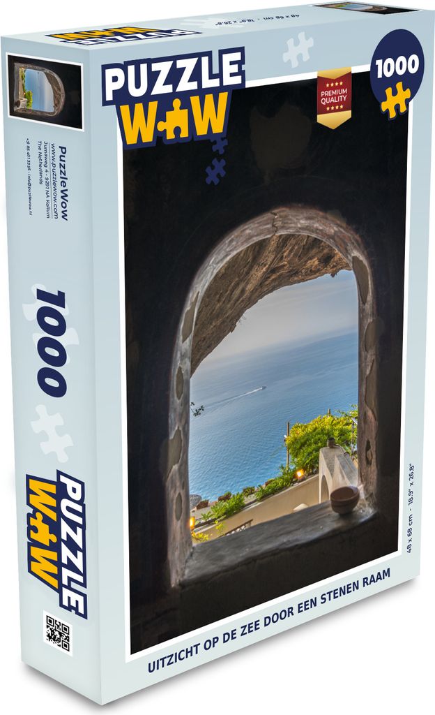 MuchoWow Puzzle 1000 Teile Blick auf das Meer durch ein Steinfenster - Spielzeug - Alt und Jung - Spiele - Puzzeln