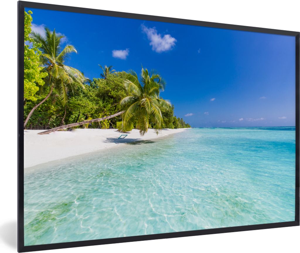 MuchoWow MuchoWow Gerahmtes Poster Meer - Tropen - Palmen 90x60 cm - Poster mit zchwarzem Bilderrahmen - Fotorahmen - Foto-Plakat