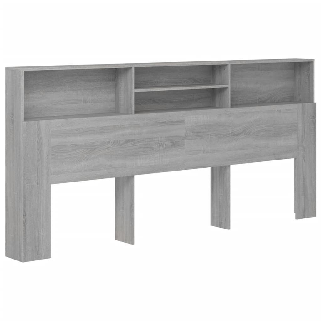 vidaXL Tête de lit avec étagères Gris Sonoma 220x19x103,5 Image du produit 