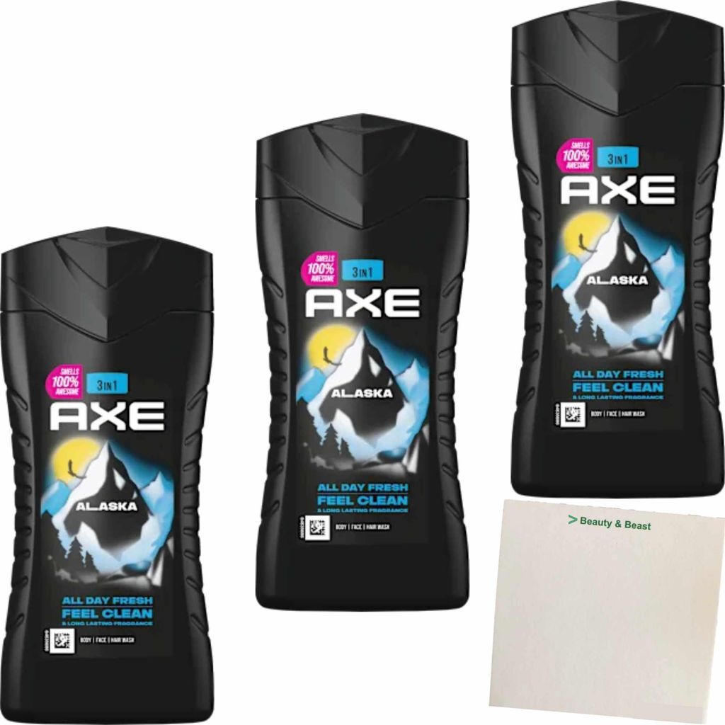 Axe Duschgel Alaska Refreshing 3er pack (3x250ml Flasche) + usy Block