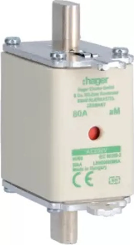 Fusible NH00 aM 80A Hager LNH00080M6A pour Protection Moteur et Armoire