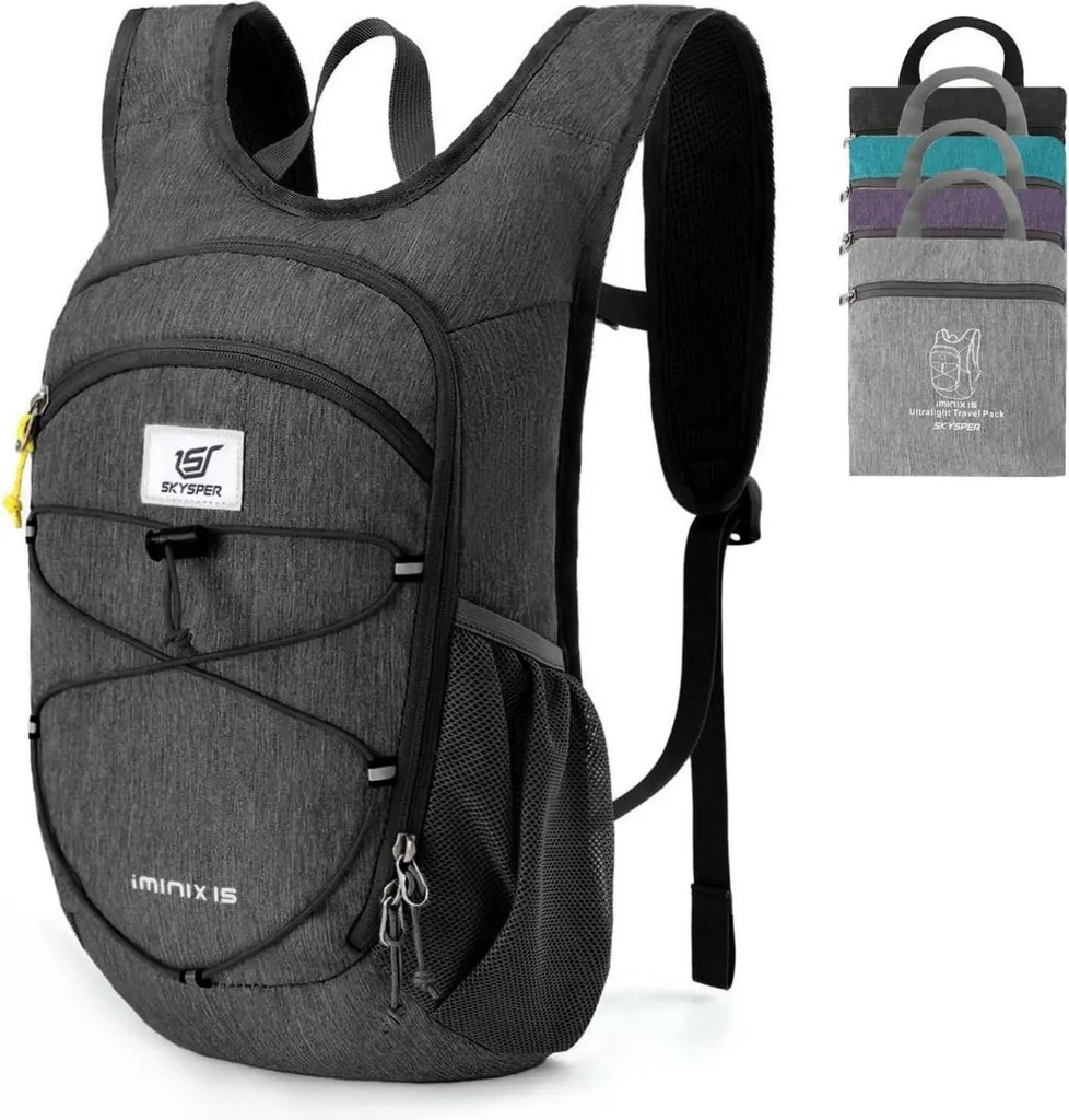 SKYSPER Sac à dos de randonnée 15L pliable et ultra léger pour homme