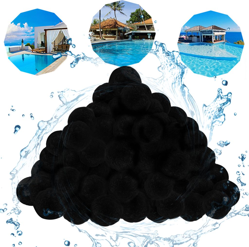 LARS360 Filter Balls Filterbälle Filtermaterial 2100g Ersetzen 75kg Filtersand Sandfilteranlage Für Pool Sandfilter Filteranlage Schwarz