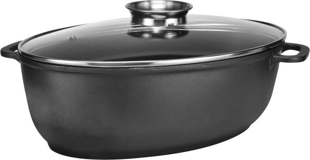 HI Aluguss Bräter Brattopf Backofen-Topf mit Glasdeckel Produktbild 