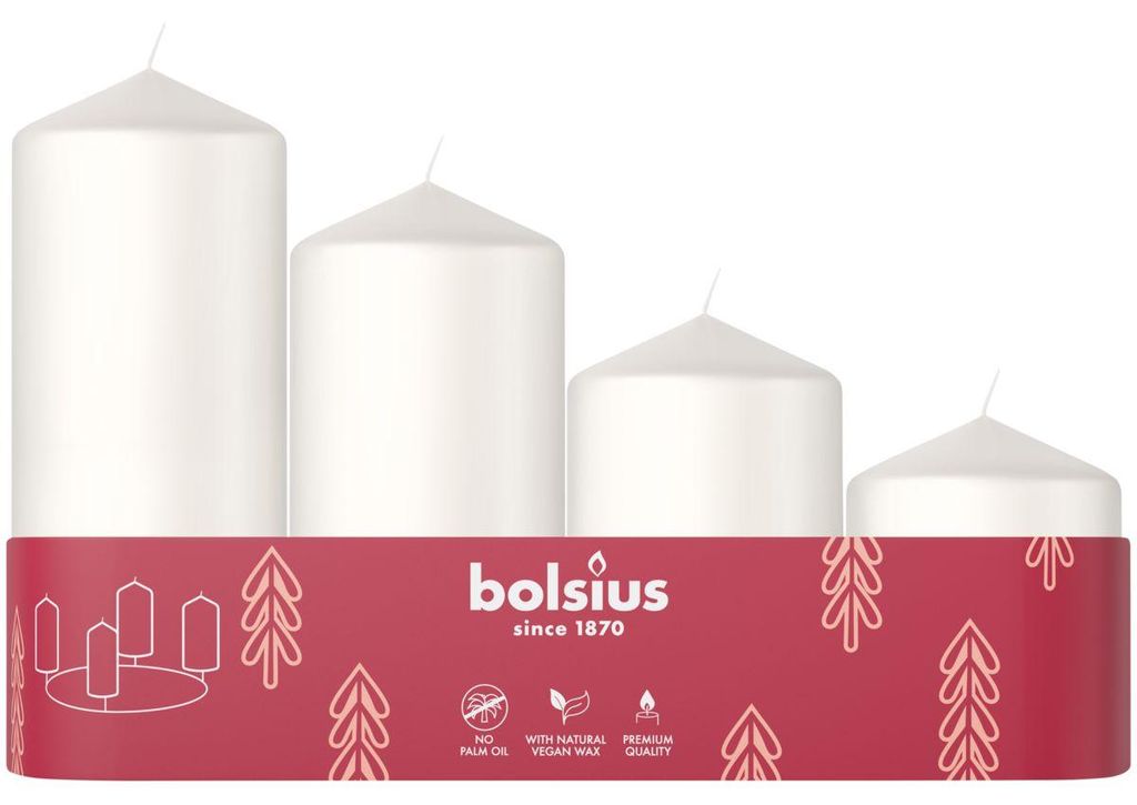 Bolsius Stompkaars Assorti Tray 4 Cloudy White (1 stuk) Productafbeelding 