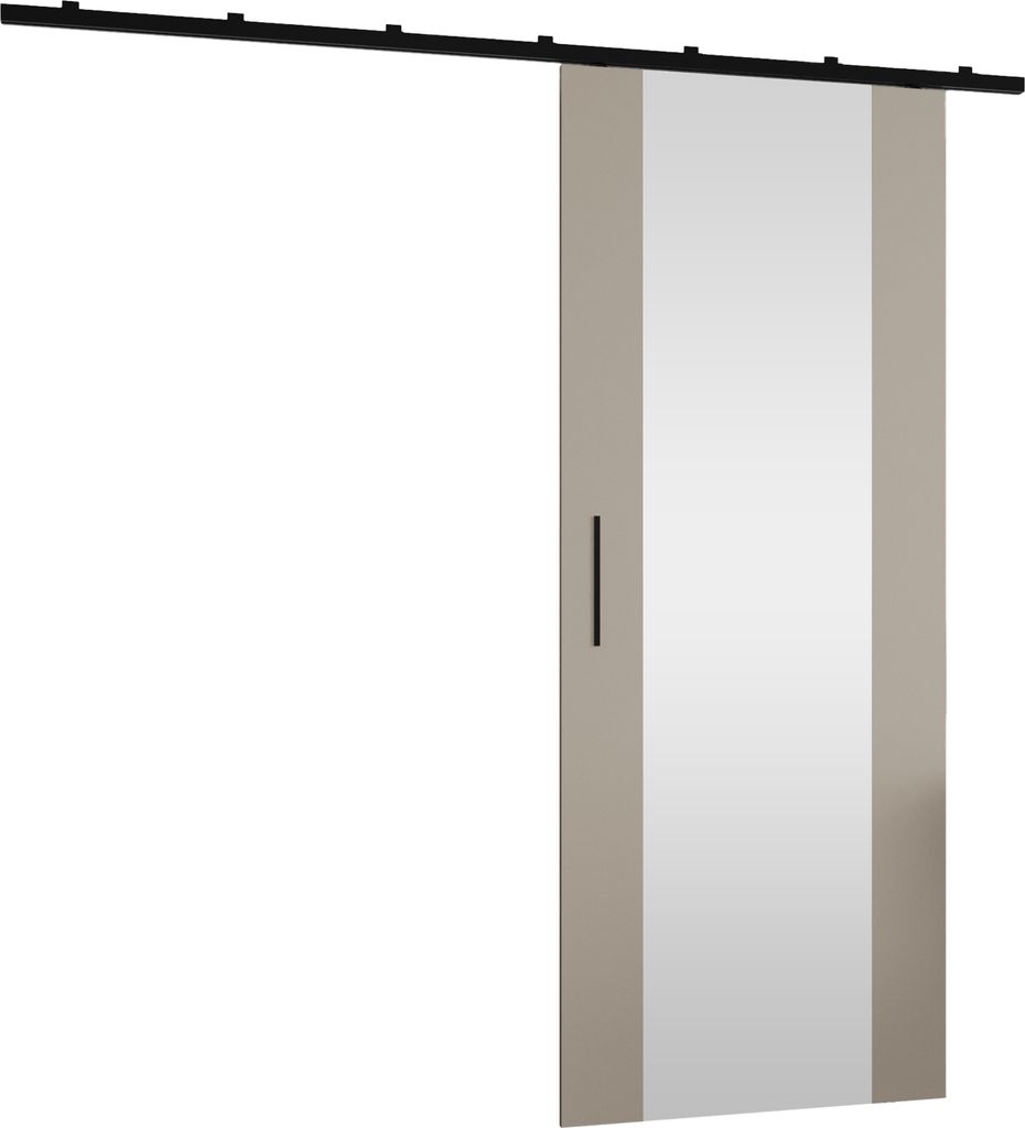 MIRJAN24 Schwebetür Zonda 80 II, Stilvoll Zimmertür, Aluminium-Gleitschienen, Frontspiegel, Tür universell Links / Rechts (Farbe: Cashmere)