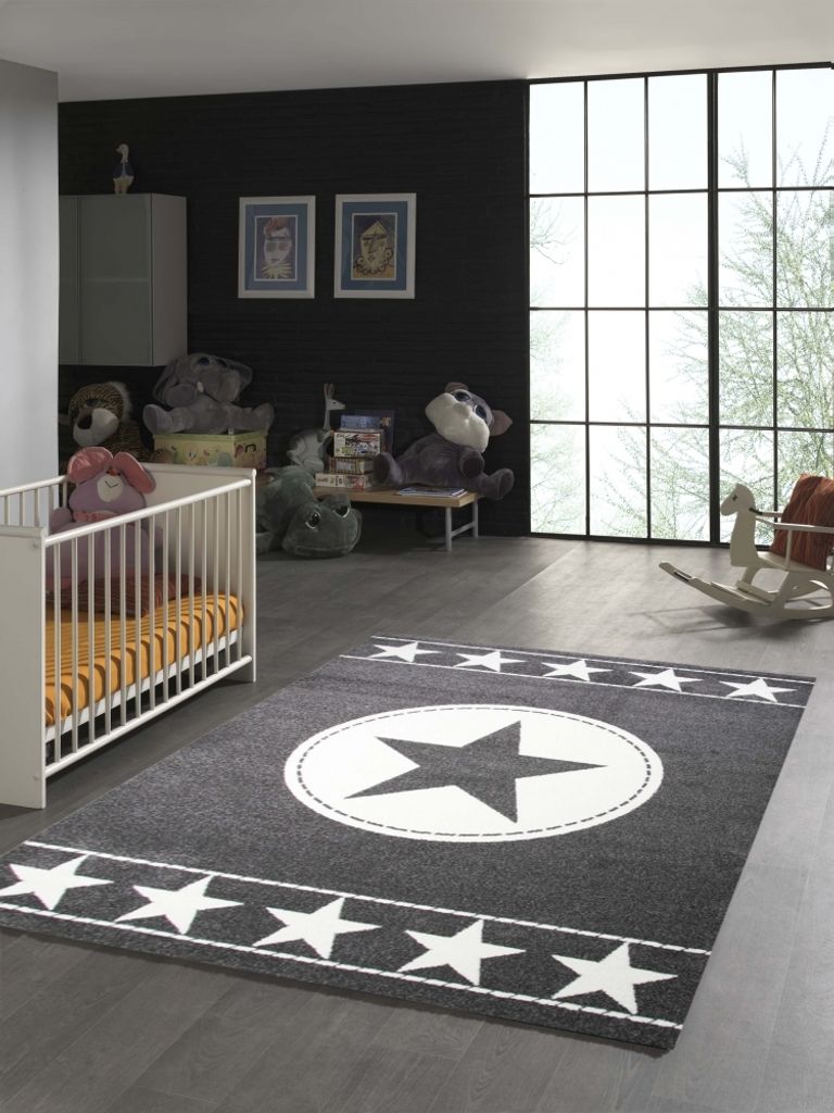 Kinderteppich Sterne Grau Creme Größe - 200 x 290 cm