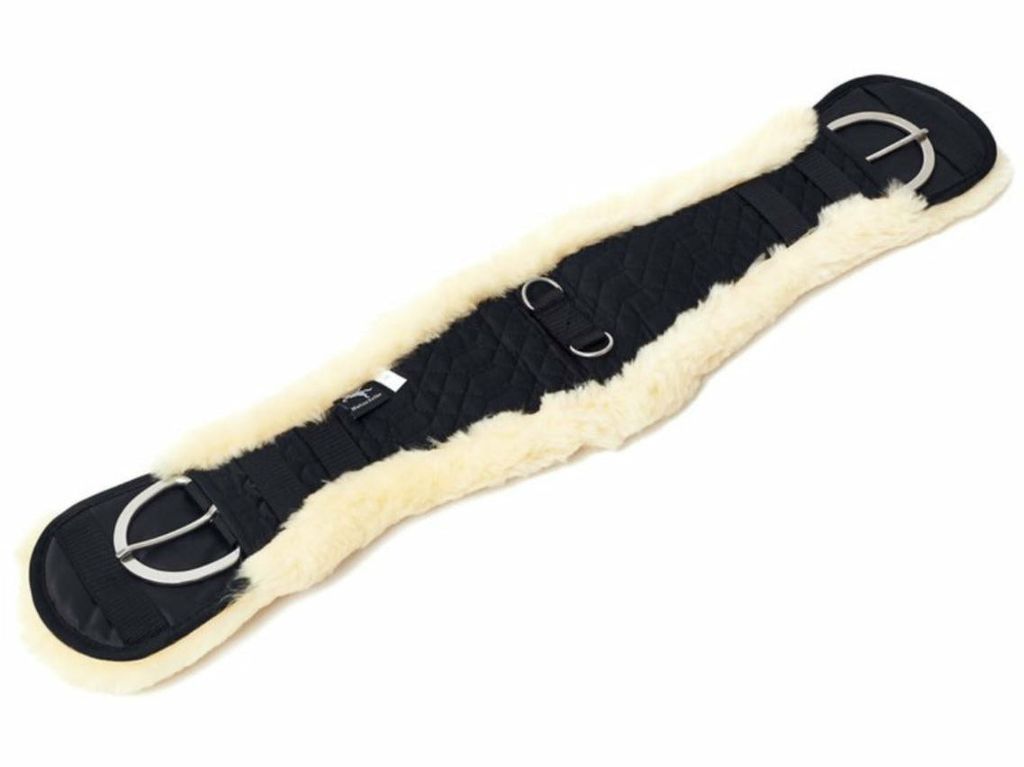 Engel Reitsport W-Kontur Lammfell Sattelgurt Western Gurt schwarz/Fell med. 28" (70cm)