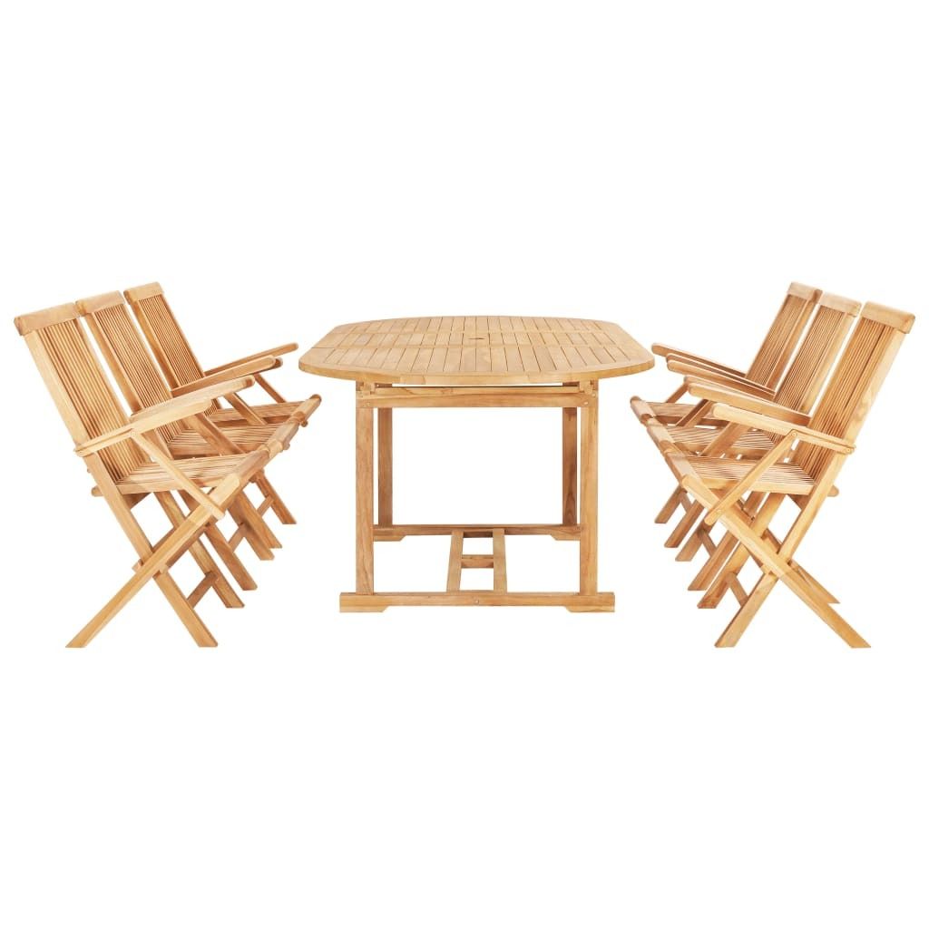 Best Möbel 7-tlg. Garten-Essgruppe 150-200x100x75cm Massivholz Teak - Gartenmöbelgarnituren2026 371858