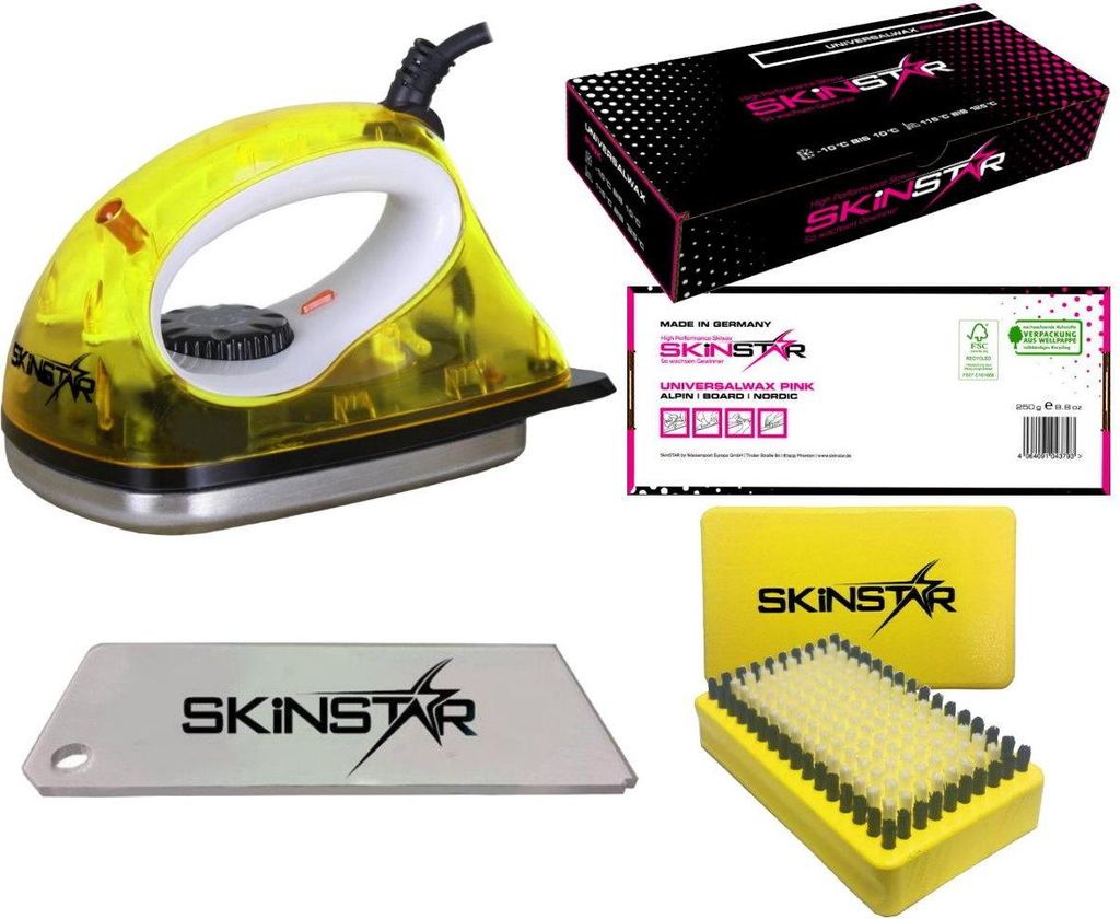 SKINSTAR Starter Ski Wachs Set, Wachsbügeleisen Bürste Wachs Gelb
