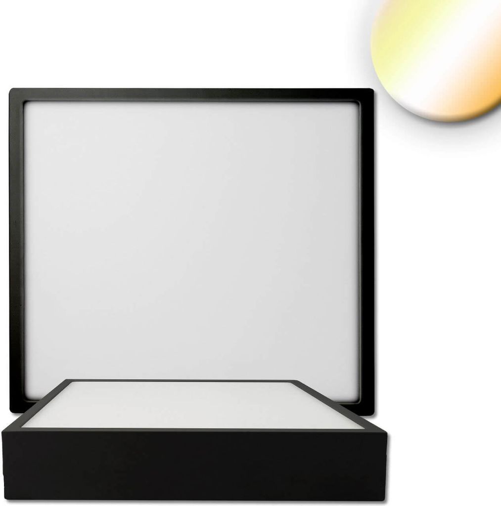 ISOLED LED Deckenleuchte PRO schwarz, 24W, 225x225mm, ColorSwitch 2700/3000/4000K, dimmbar