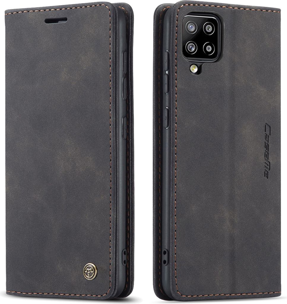 Samsung Galaxy A42 5G Hülle, LaimTop Retro Kunstledertasche mit Standfunktion Schutzhülle für Samsung Galaxy A42 5G Schwarz