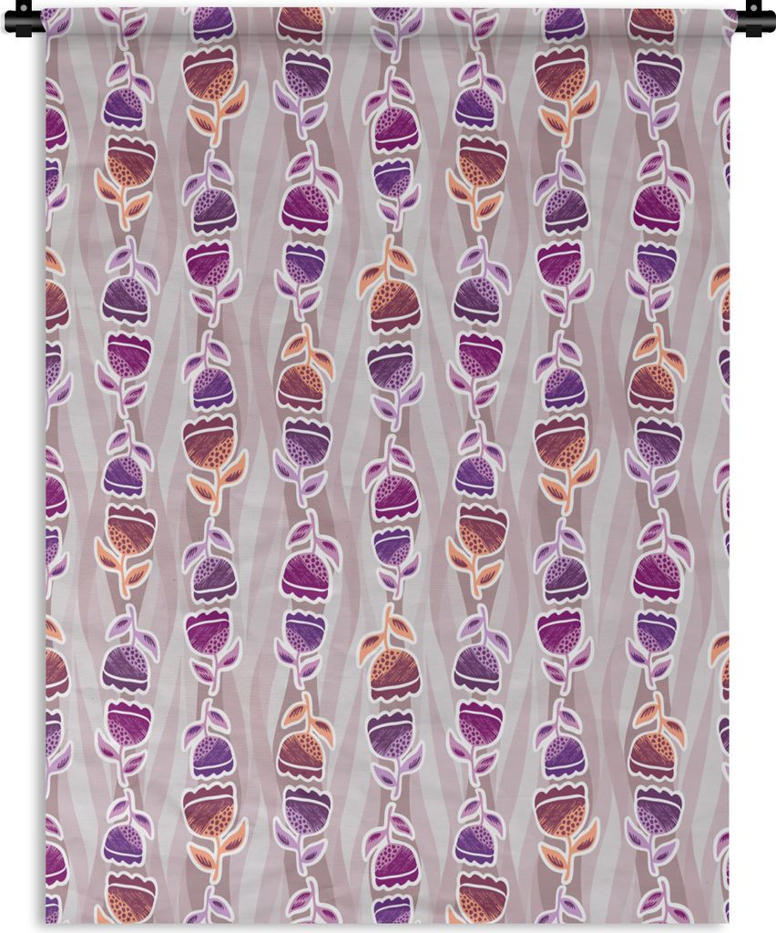 MuchoWow Wandteppich Wandbehang Tulpen - Blumen - Muster 150x200 cm Tapisserie Dekoration Wandtuch - Wandaufhängung - Moderner