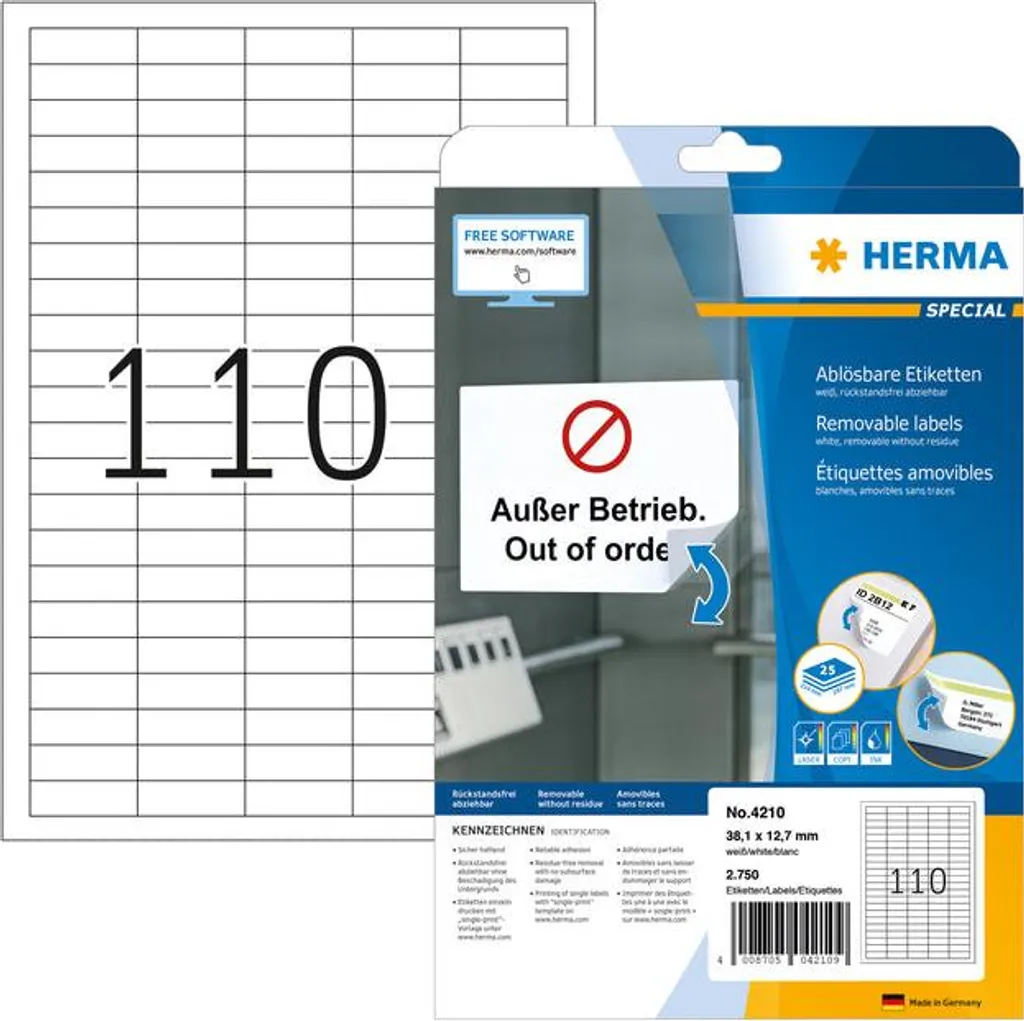 Étiquettes blanches Movables 38,1x12,7mm A4 pack de 2750 pièces