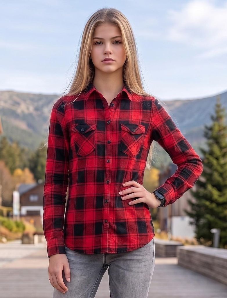 Dětská košile Brandit Amy Flanell Shirt GIRLS red/black - M Obrázek produktu 