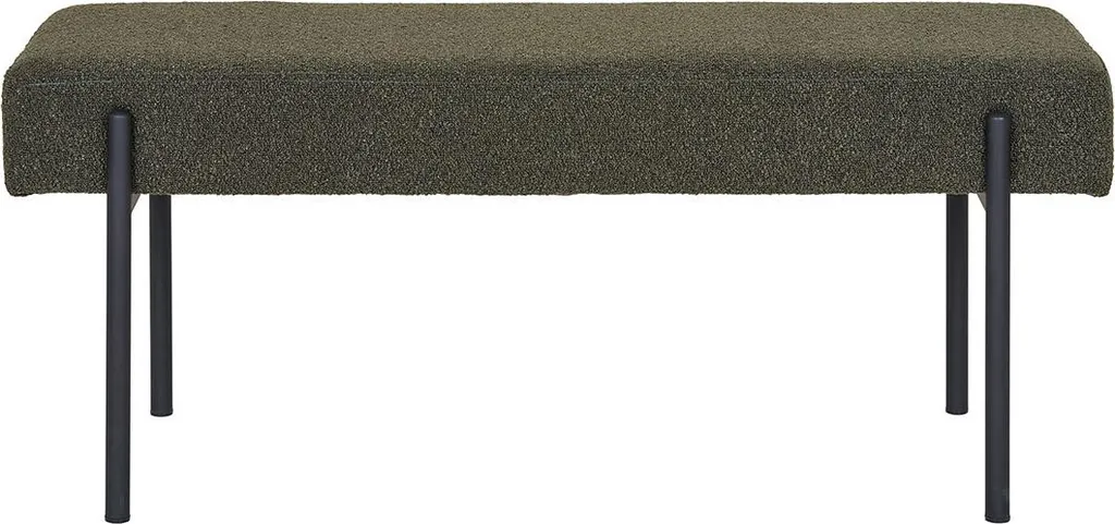 Banc de lit 100 cm Romeo en tissu bouclette vert kaki Lisa Design
