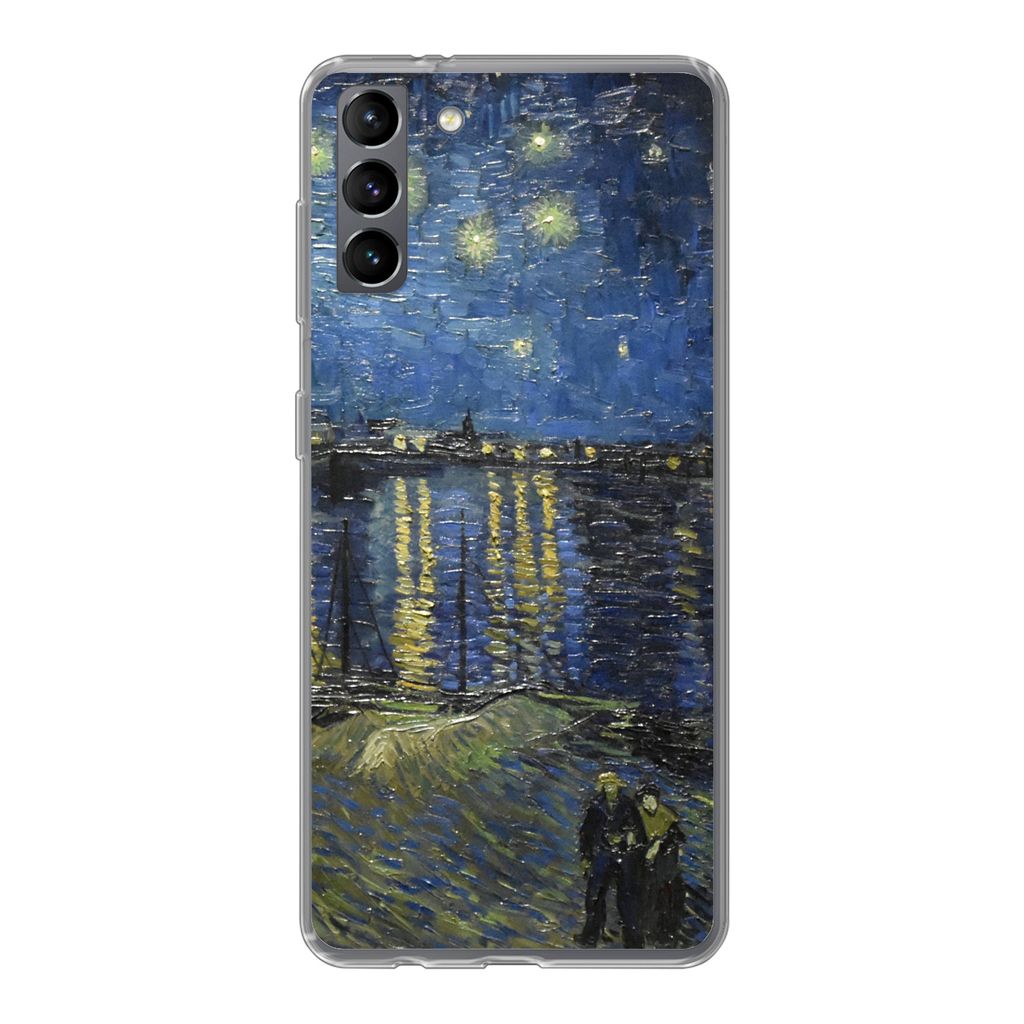 MuchoWow Handyhülle Schutzhülle Hülle für Samsung Galaxy S21 Plus Sternennacht über dem Orsay Paris - Vincent Van Gogh Silikon Softcase Hand...