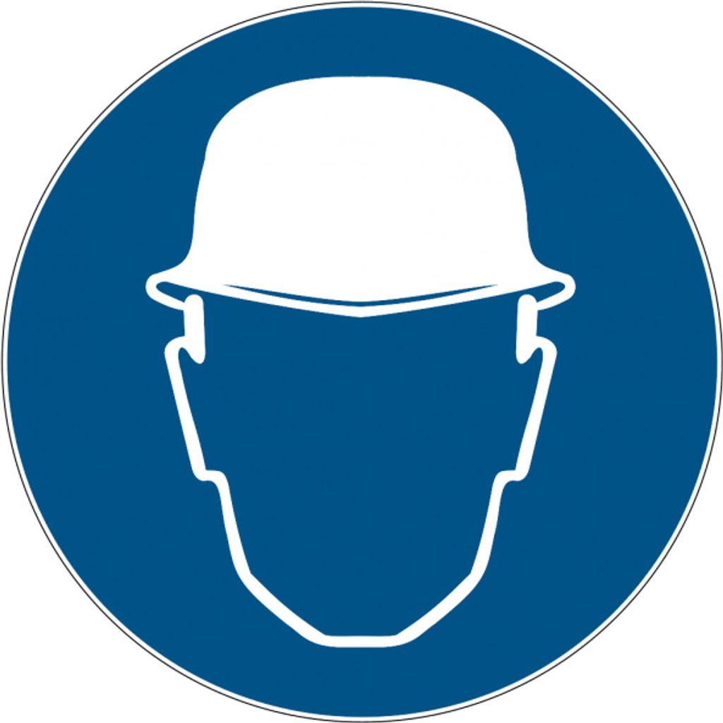 Gebotszeichen Kopfschutz benutzen (D-M002), gem. BGV A8 (DIN 4844-2) Aufkleber Folie 10cm 1 Stück