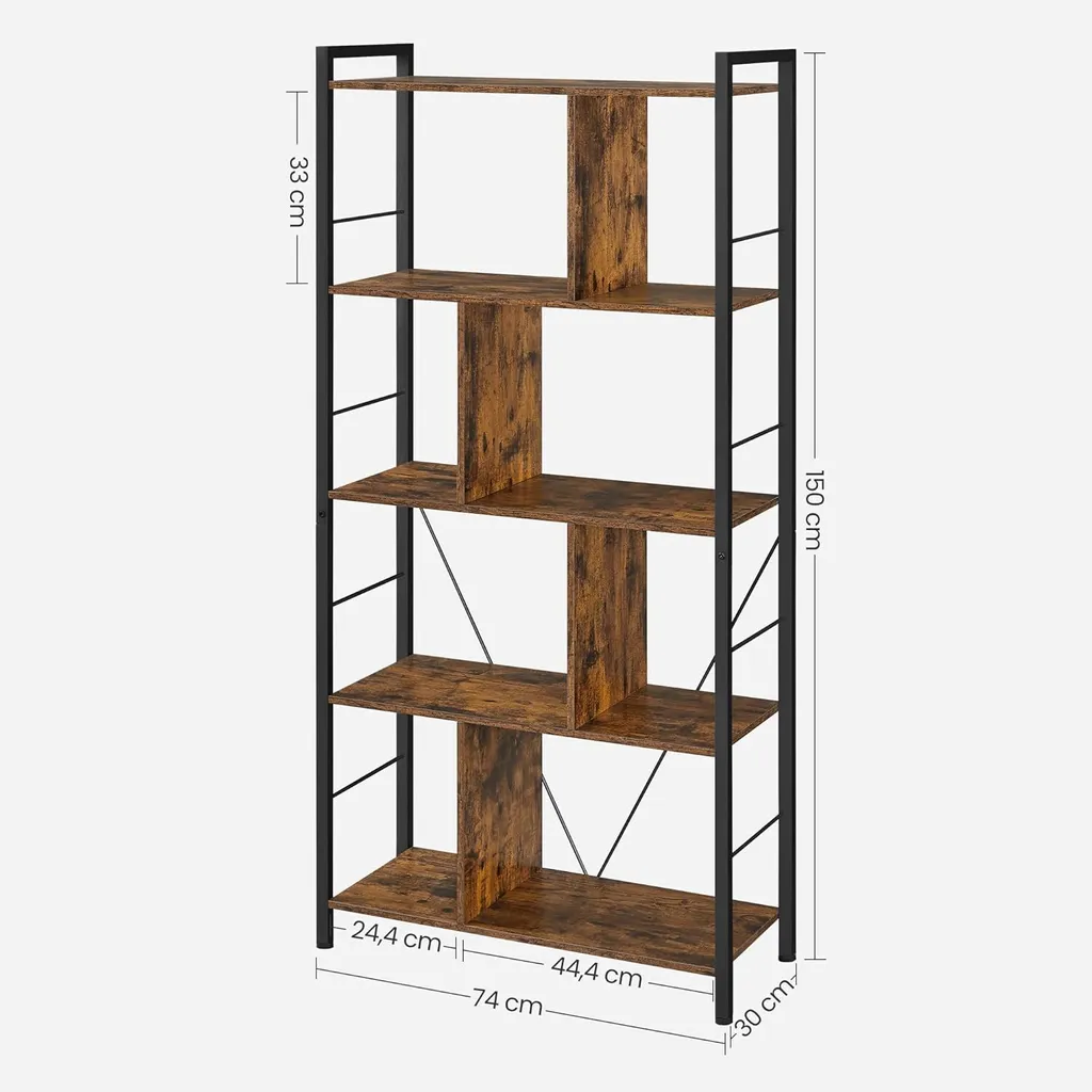Bibliothèque pour salon et bureau à 5 niveaux rangement vertical