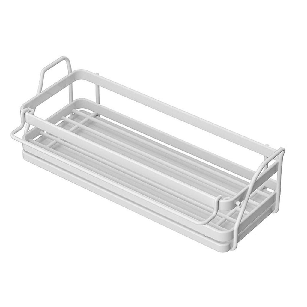 Küchenregal für Lappen und Schwämme,Weißes Wandregal mit abnehmbarer Wasserschale, Hygienische Aufbewahrung Gewürzregal