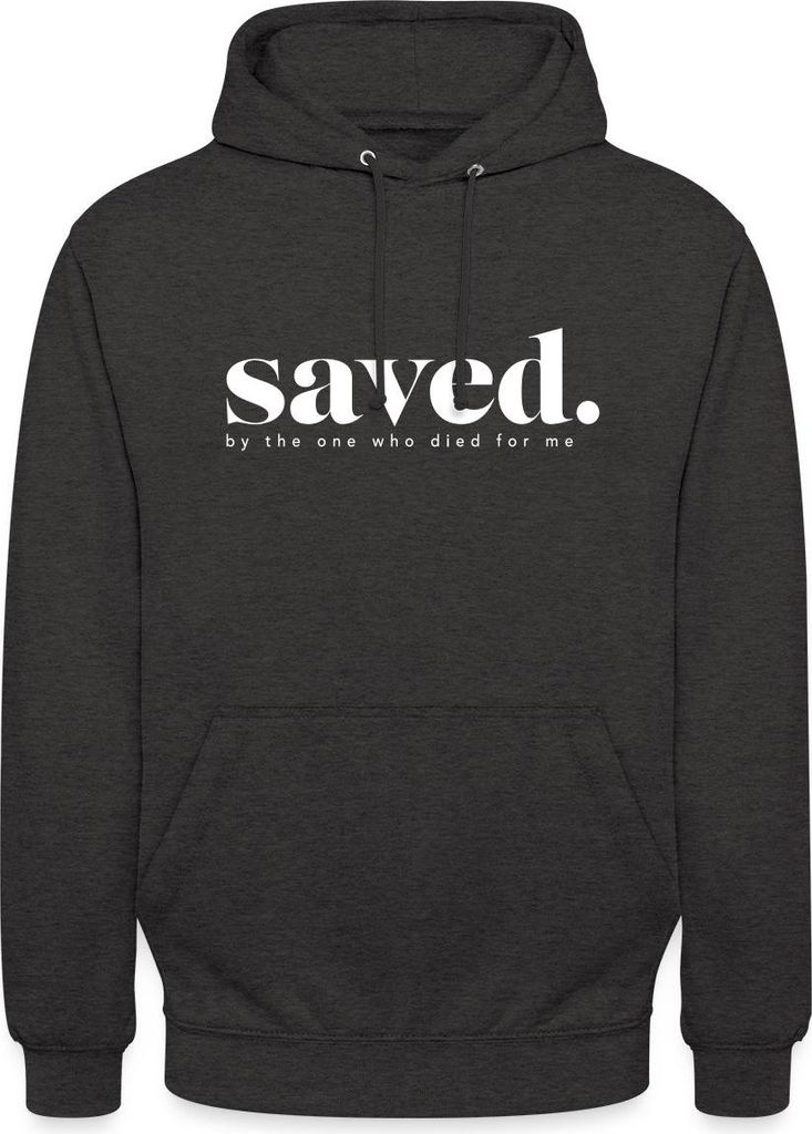 Spreadshirt Saved By Jesus Gott Religion Christus Christ Uni Hoodie, S, Anthrazit