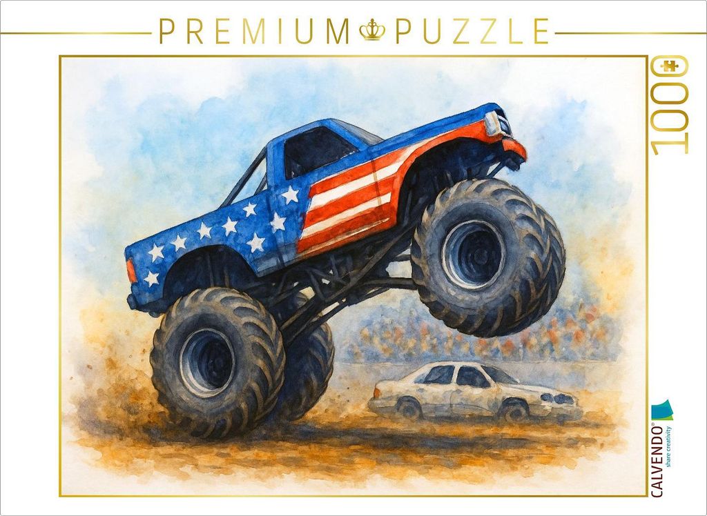 CALVENDO Puzzle Zwei Räder, ein Herzschlag - Monstertruck | 1000 Teile Lege-Größe 64x48cm Foto-Puzzle für glückliche Stunden