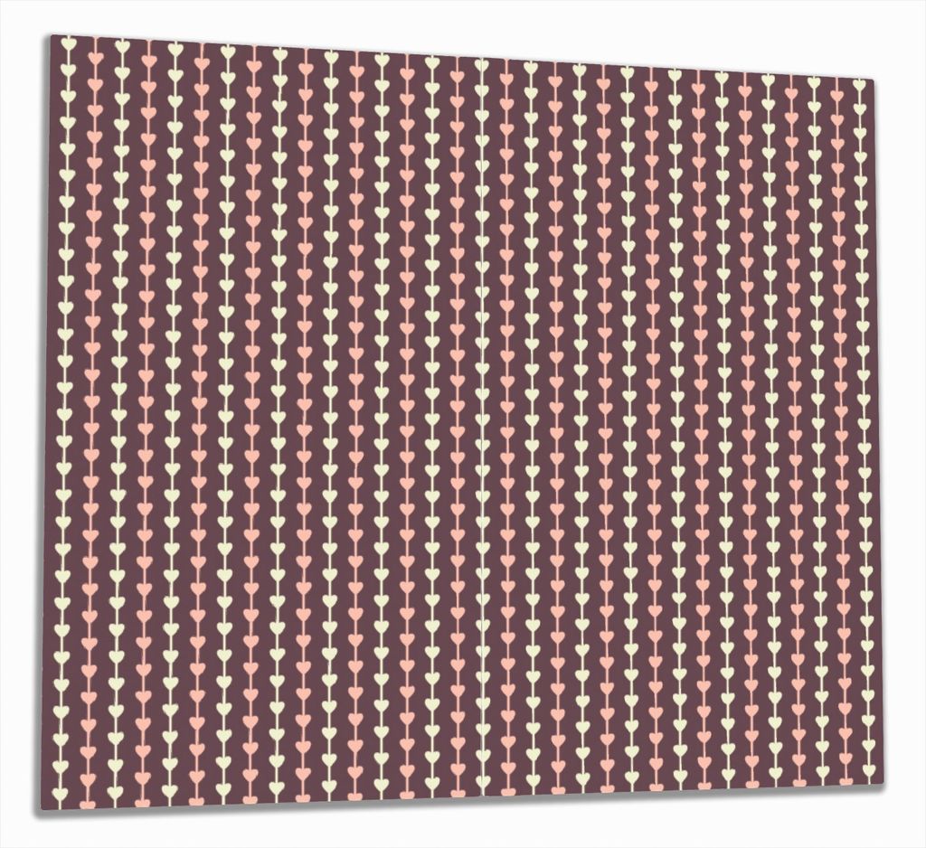 Wallario Herdabdeckplatte aus Glas, Größe 60 x 52 cm 2-teilig, Motiv Muster Herzen in beig und rosa in Reih und Glied