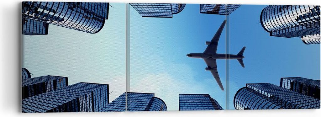 Bild auf Leinwand - Leinwandbild - Himmel Stadt Agglomeration Wolkenkratzer - 90x30cm - Wand Bild - Wanddeko - Leinwanddruck - Bilder - Kunstdruck ...